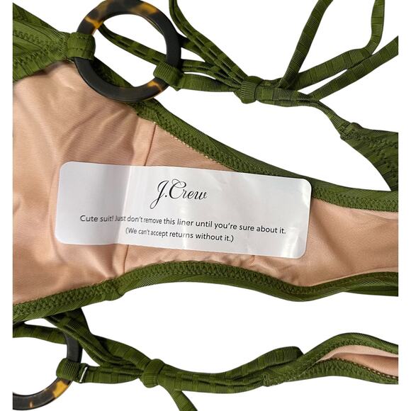 2/$15 NWT J. Crew Wide-Rib Curved-Waist Cheeky String Bikini Bottom Green Size M - Picture 5 of 8